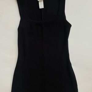 H&M Black Ribbed Scoop Neck Mini Dress